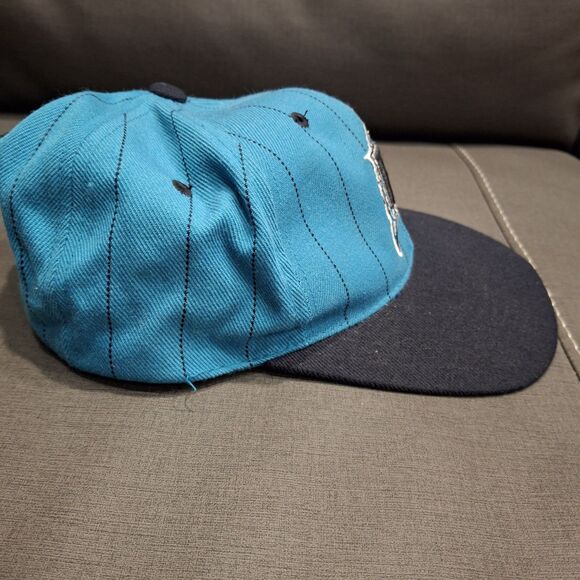 Florida Marlins Grosscap Vtg MLB Teal Black Strip Snapback Cap Under Visor Grey - Picture 4 of 6
